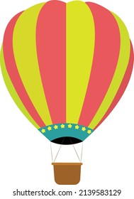 Caricatura en globo aerostático con fondo blanco