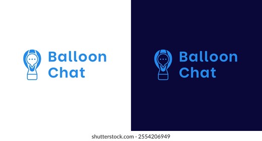 Hot air balloon and chat logo for fun and uplifting communication design vector symbol ilustration