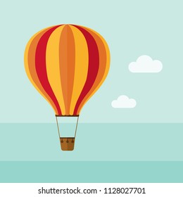 hot air balloon air cloud on blue background vector
