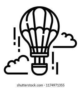 Hot air balloon and cloud vector illustration in line stroke design