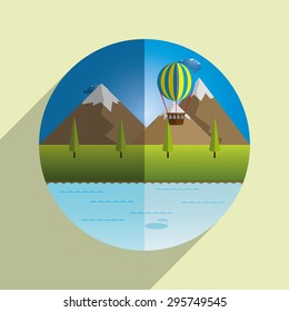 Hot Air Balloon and Clouds