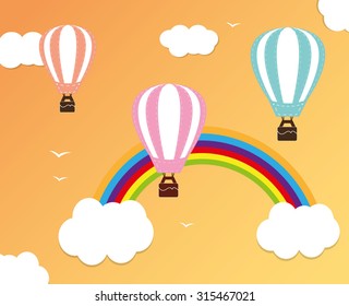 Hot Air Balloon and Clouds