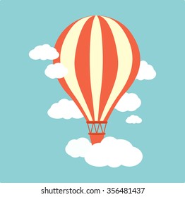 Hot air balloon with clouds