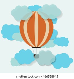 Hot Air Balloon and Clouds