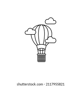 Globo de aire caliente con nubes para libro de colorantes . Ilustración vectorial eps 10