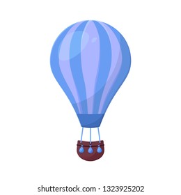 Hot Air Balloon and Clouds.  Flat cartoon design. Drawing for print, card, flyer, fabric, textile, poster.