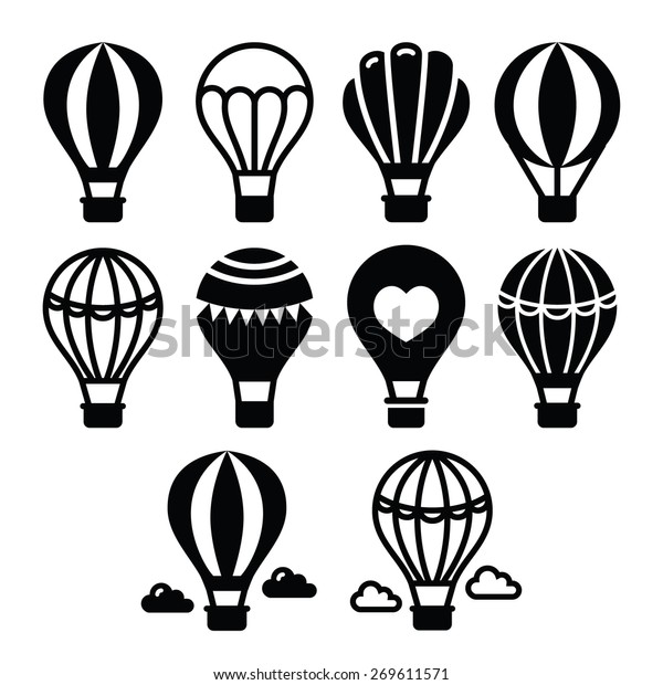 Hot Air Balloon Clouds Icons Set Stock Vector Royalty Free 269611571 