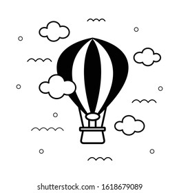 Hot air balloon with clouds Isolated on white background Illustration vector.