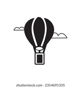 Hot air balloon with clouds on white background