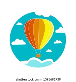 Hot Air Balloon and Clouds, vector illustration