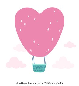Hot air balloon and clouds. Vector illustration. 