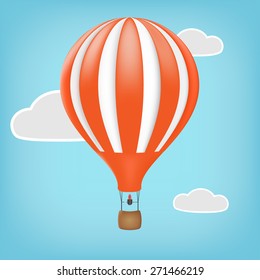 Hot Air Balloon and Clouds, vector illustration
