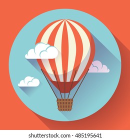 hot air balloon in clouds vector.