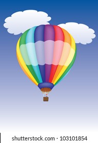 hot air balloon in a cloudy sky vector illustration