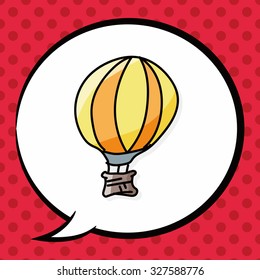 hot air balloon color doodle, speech bubble