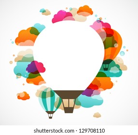 hot air balloon, colorful abstract vector background