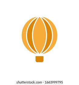 Globo de aire caliente con colorido icono feliz logotipo vectorial imagen vectorial