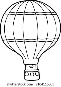 Hot Air Balloon Coloring Page Isolated for Kids