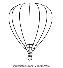 Hot air balloon concept line icon. Simple doodle sketch illustration. Hot air balloon outline symbol design. Air transport for travel, vacation, holiday, touristic, romantic flight, distraction