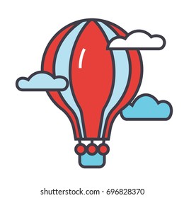 Hot air balloon concept. Line vector icon. Editable stroke. Flat linear illustration isolated on white background