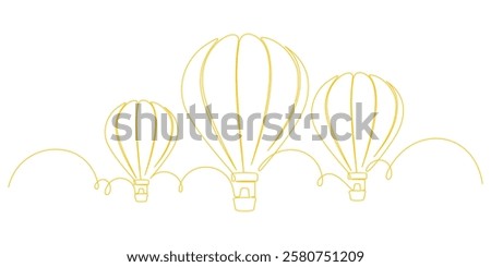 hot air balloon with continuous line art. holiday vector element illustration.