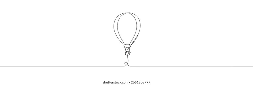 Globo de aire caliente continuo de una línea de dibujo. Símbolo de globo de aire. Ilustración vectorial.