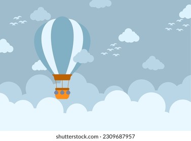hot air balloon cute theme illustration design. suitable for cloth motifs, pillows, blankets, and wallpaper for children's rooms etc.