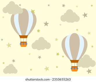 hot air balloon cute theme illustration design. suitable for cloth motifs, pillows, blankets, and wallpaper for children's rooms etc.