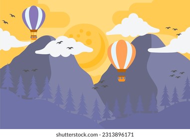 hot air balloon cute theme illustration design. suitable for cloth motifs, pillows, blankets, and wallpaper for children's rooms etc.