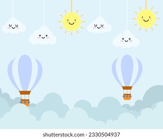 hot air balloon cute theme illustration design. suitable for cloth motifs, pillows, blankets, and wallpaper for children's rooms etc.