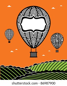 hot air balloon decorations with blank frame for your message