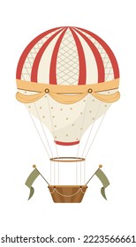 Hot air balloon with decorations. Vector illustration