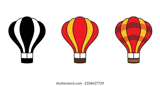 diseño de globos aerostáticos. símbolo y signo del transporte aéreo de viaje.