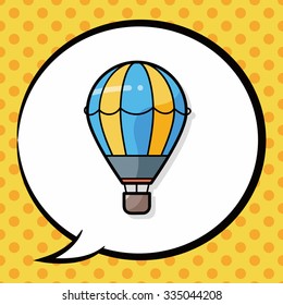 hot air balloon doodle, speech bubble