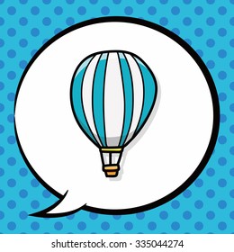 hot air balloon doodle, speech bubble