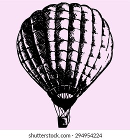 hot air balloon, doodle style, sketch illustration