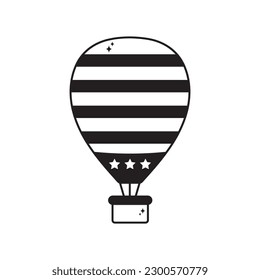 Icono de contorno vectorial del doodle de globo de aire caliente. archivo EPS 10