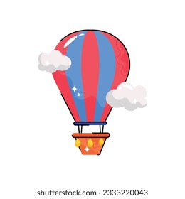 Eslabón del vector del doodle de globo aerostático relleno Sticker. archivo EPS 10