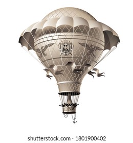  Hot air balloon Eugene Godard "Eagle" (1863) on a white background