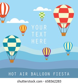 hot air balloon festival / fiesta banner / poster with text space for your slogan / tag line, vector illustration