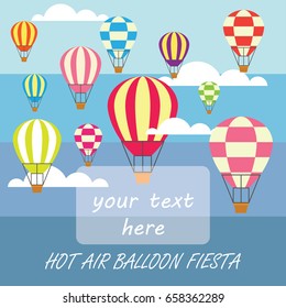 hot air balloon festival / fiesta banner / poster with text space for your slogan / tag line, vector illustration