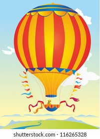 Hot air balloon with flags