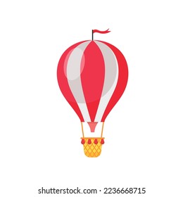 Hot air balloon. Flat cartoon design. Vector illustration.