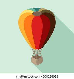 Hot air balloon in flat design style.