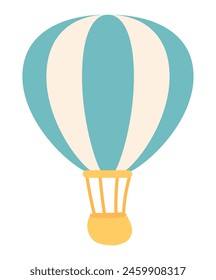 Hot air balloon in flat design. Aircraft attraction at amusement park. Vector illustration isolated.