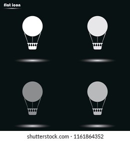 Hot air balloon flat grayscale vector icon.