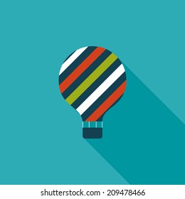Hot Air Balloon flat icon with long shadow