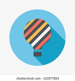 Hot Air Balloon flat icon with long shadow