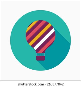Hot Air Balloon flat icon with long shadow