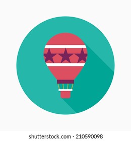 Hot Air Balloon flat icon with long shadow